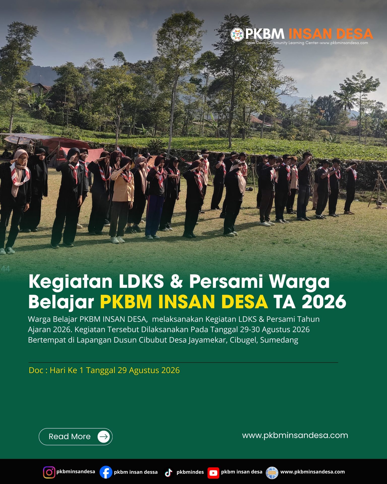 Tanamkan 7 Kebiasaan Hebat, LDKS-Persami PKBM Insan Desa Berjalan Semara