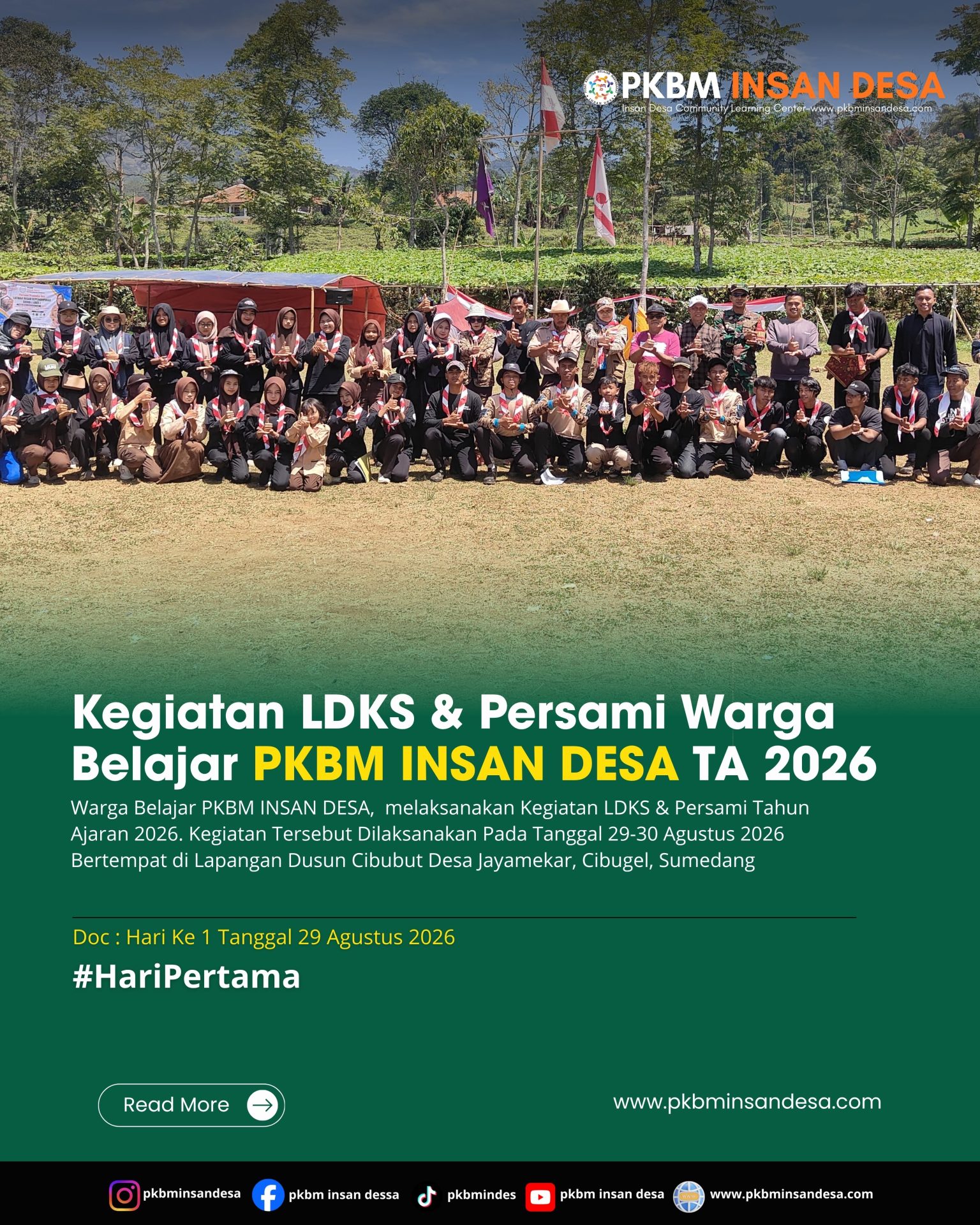 Gembleng Karakter Warga Belajar, PKBM Insan Desa Gelar LDKS dan Persam